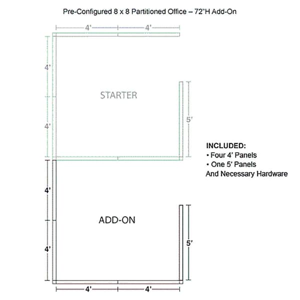 Interion By Global Industrial 96 in D X 72 in H, 96 in W X Fabric Panels / Wood Frame / Steel Connectors, Blue 236654BL - main